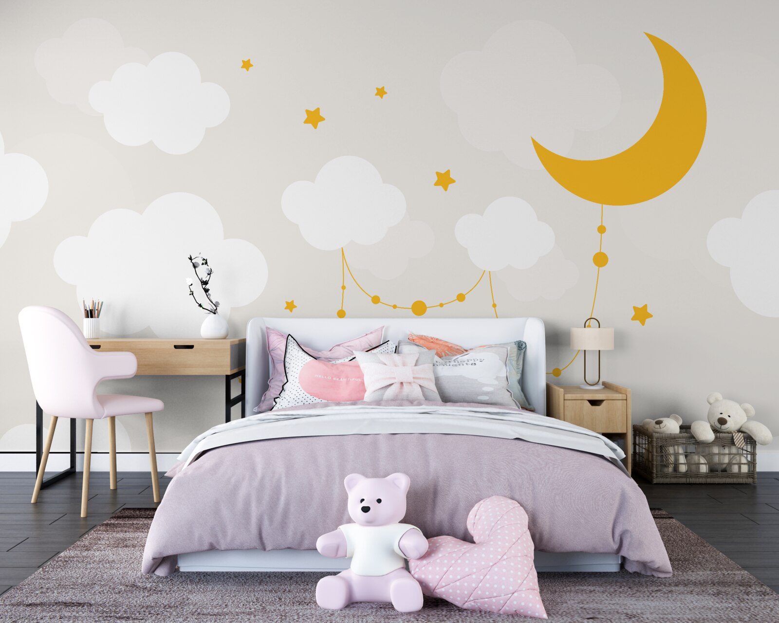 Fototapeta księżyc ma złoty odcień i małe gwiazdki