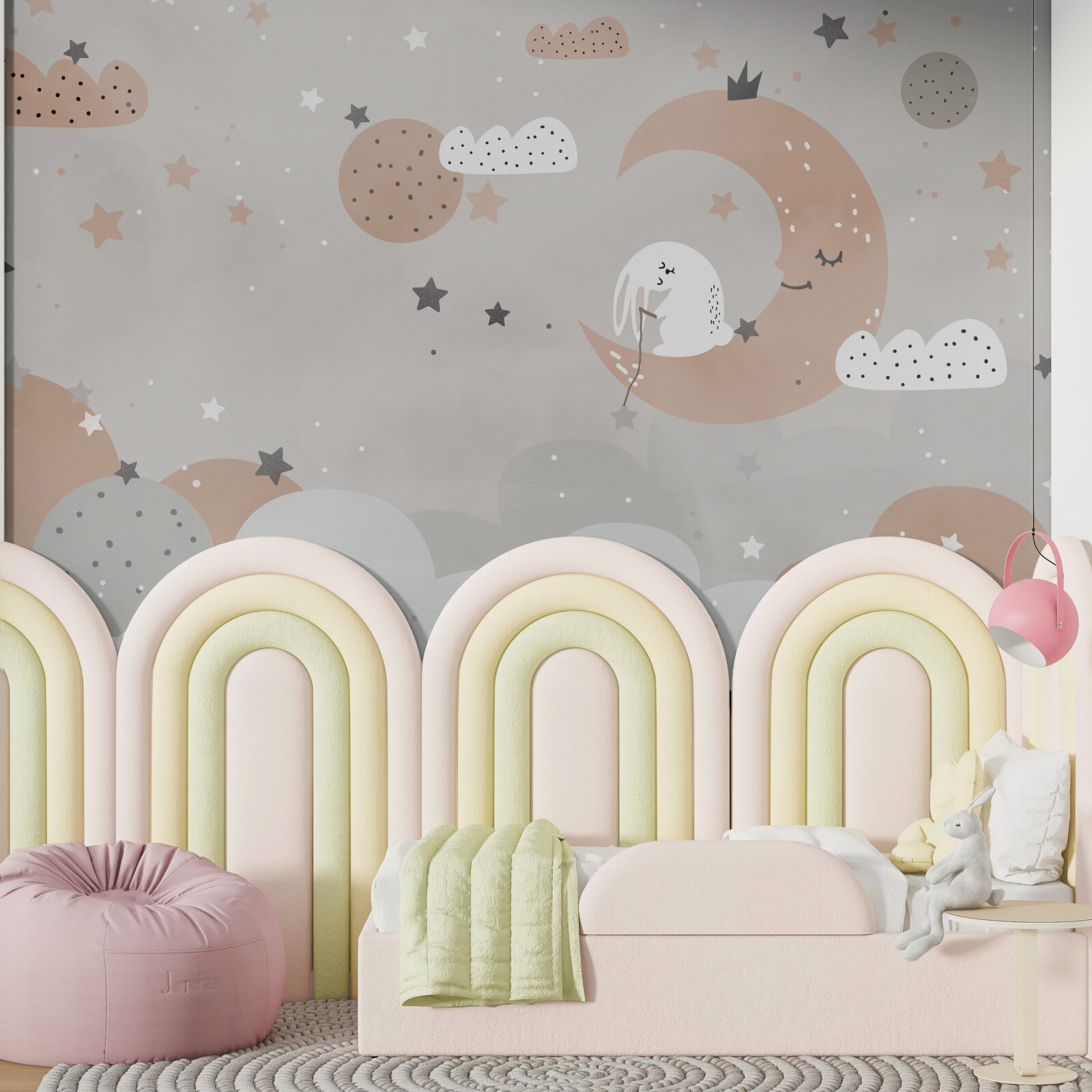 Fototapeta księżycowy biały królik zbiera gwiazdy