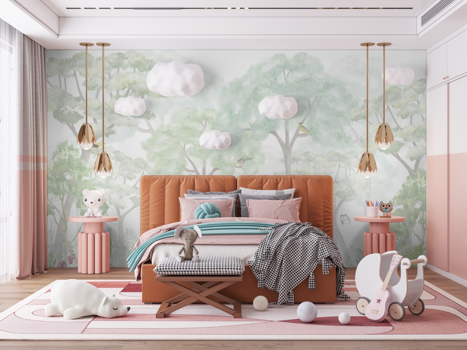 Fototapeta las pomalowany w bladych odcieniach akwareli