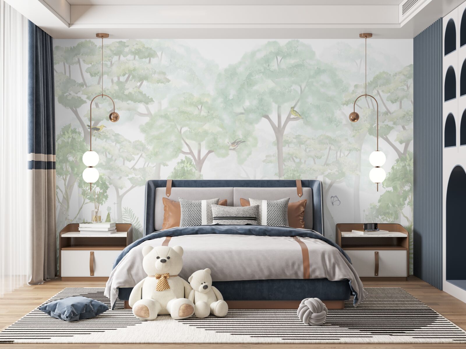 Fototapeta las pomalowany w bladych odcieniach akwareli