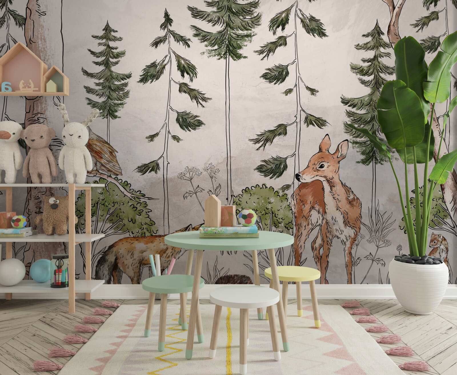 Fototapeta zwierzęta przechodzące przez las