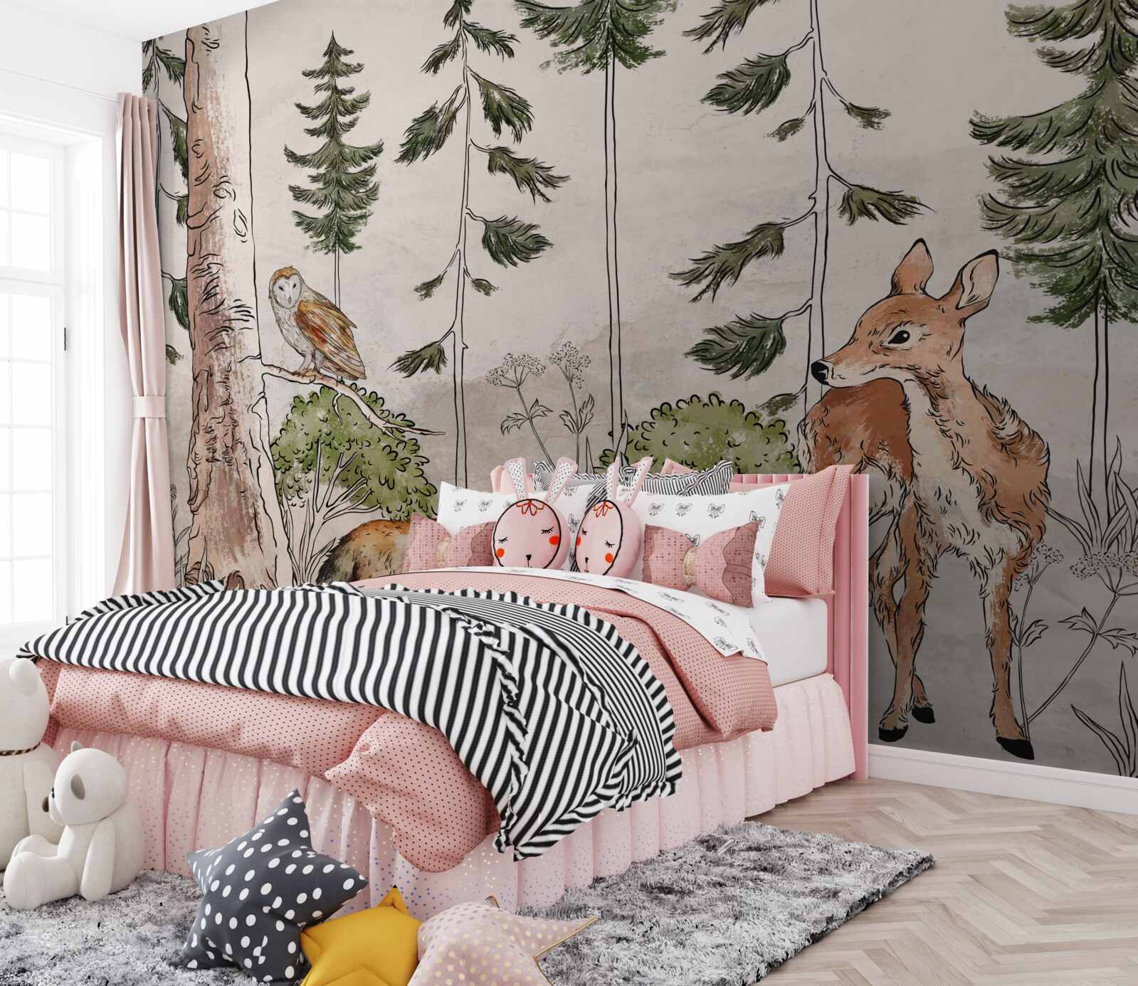 Fototapeta zwierzęta przechodzące przez las