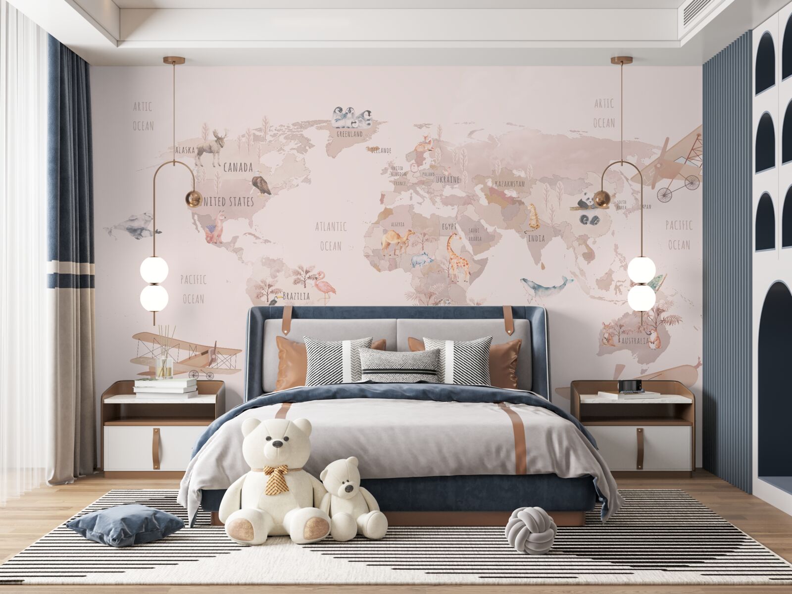 Fototapeta mapa świata bez nasyconych kolorów