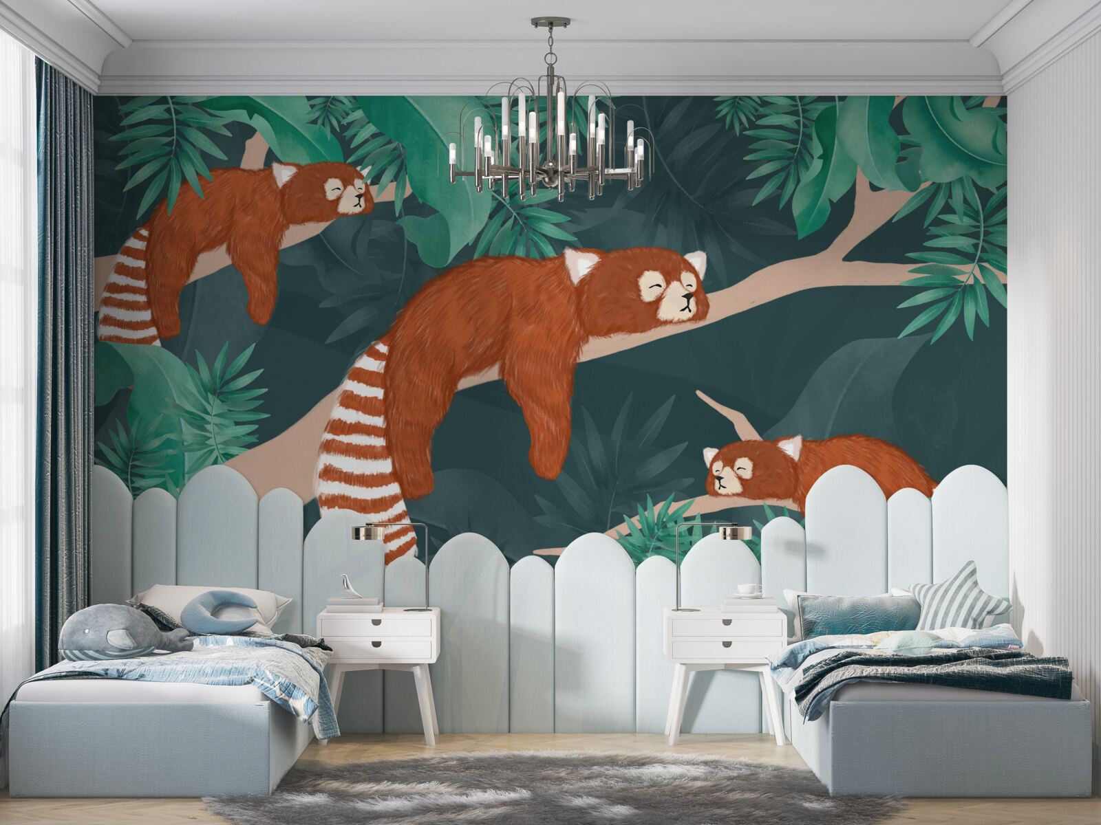 Fototapeta pandy pomarańczowe odpoczywają na gałęziach