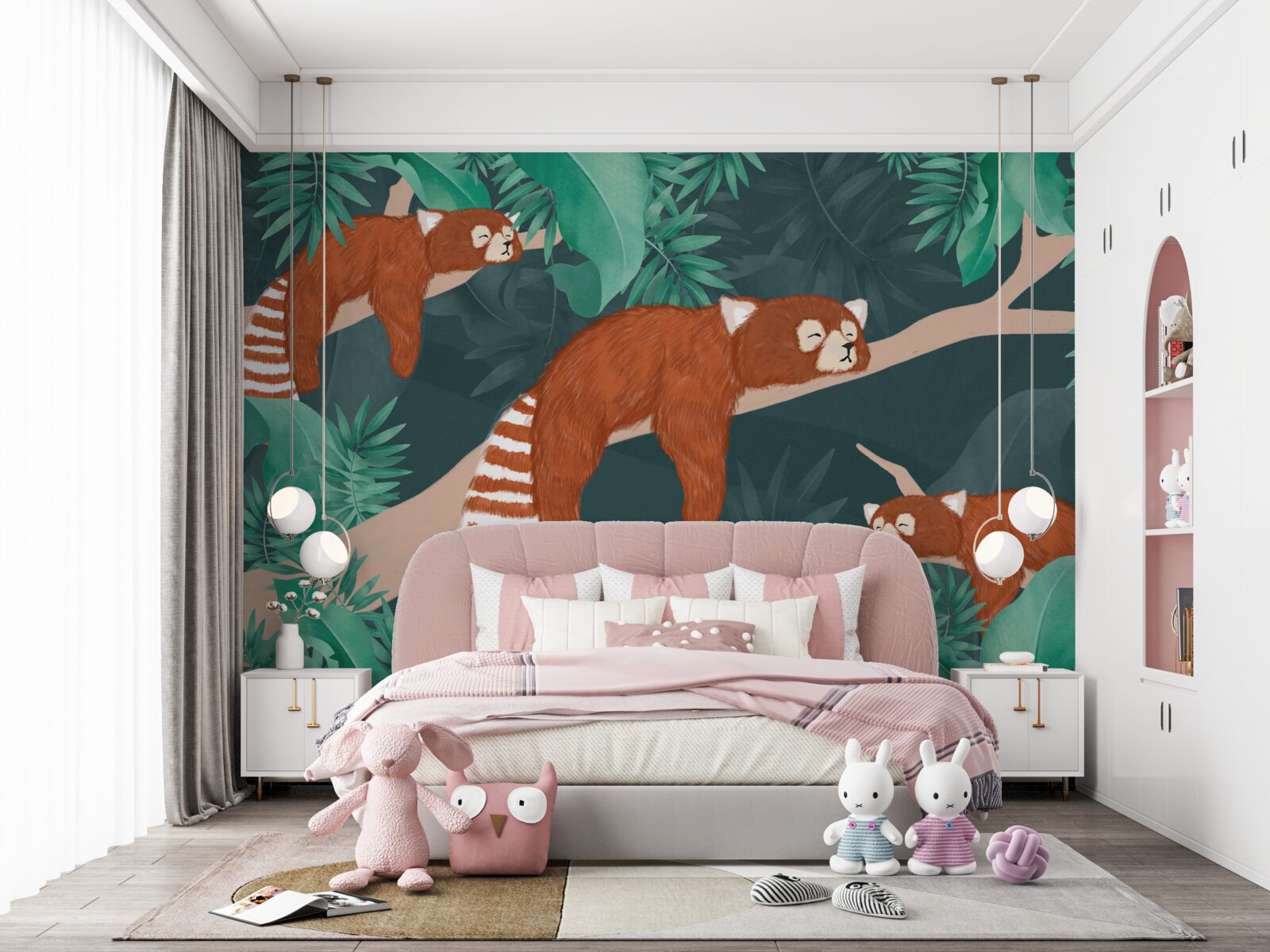 Fototapeta pandy pomarańczowe odpoczywają na gałęziach