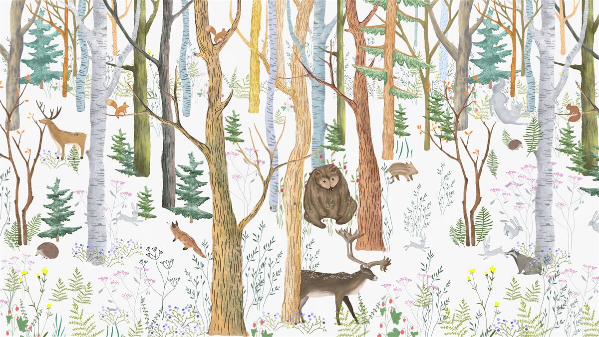 Fototapeta zwierzęta idą przez las