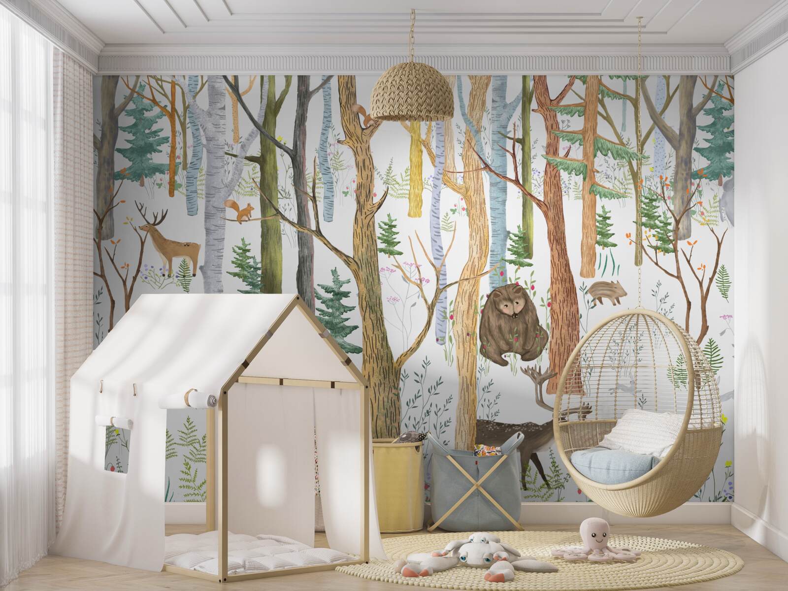 Fototapeta zwierzęta idą przez las