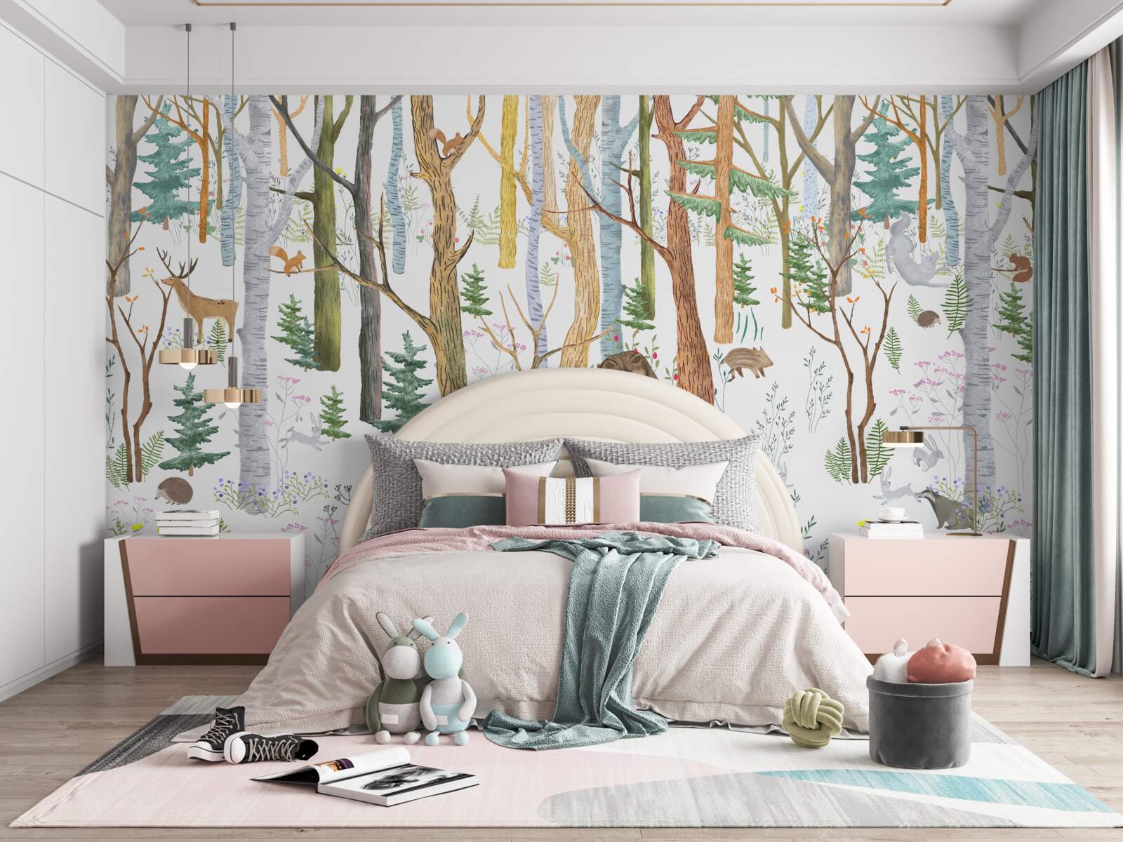 Fototapeta zwierzęta idą przez las