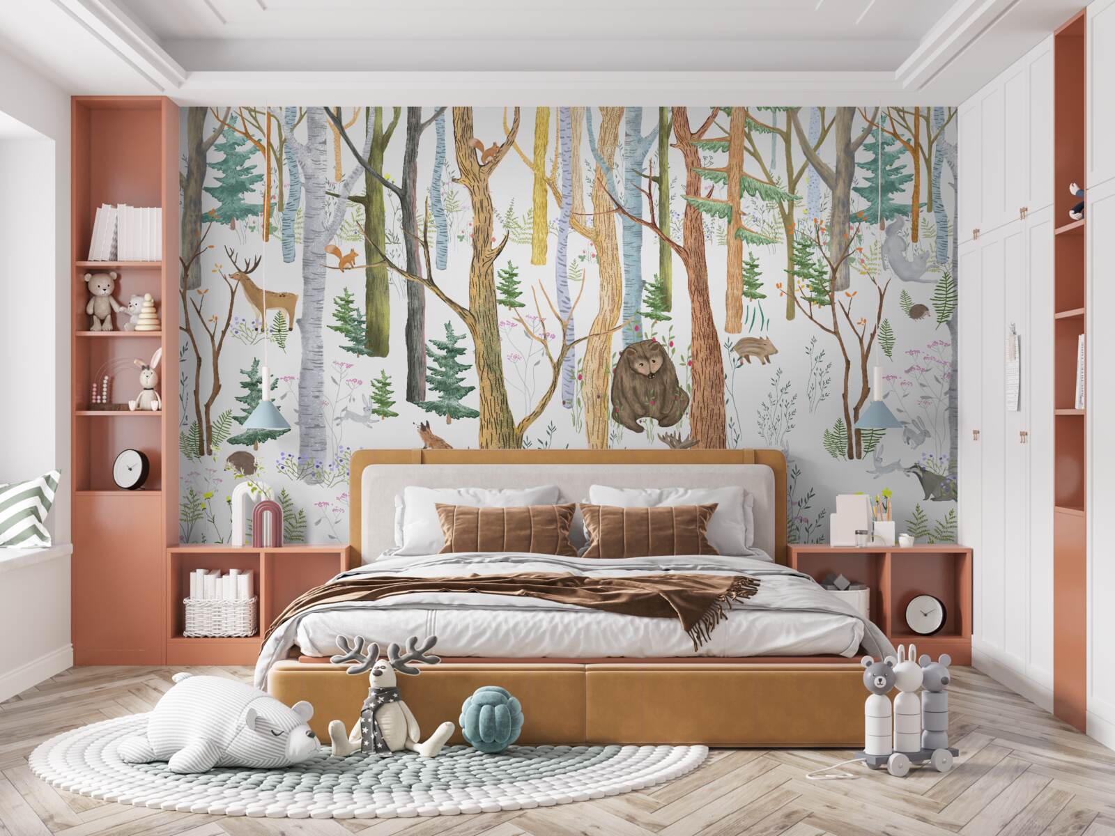 Fototapeta zwierzęta idą przez las