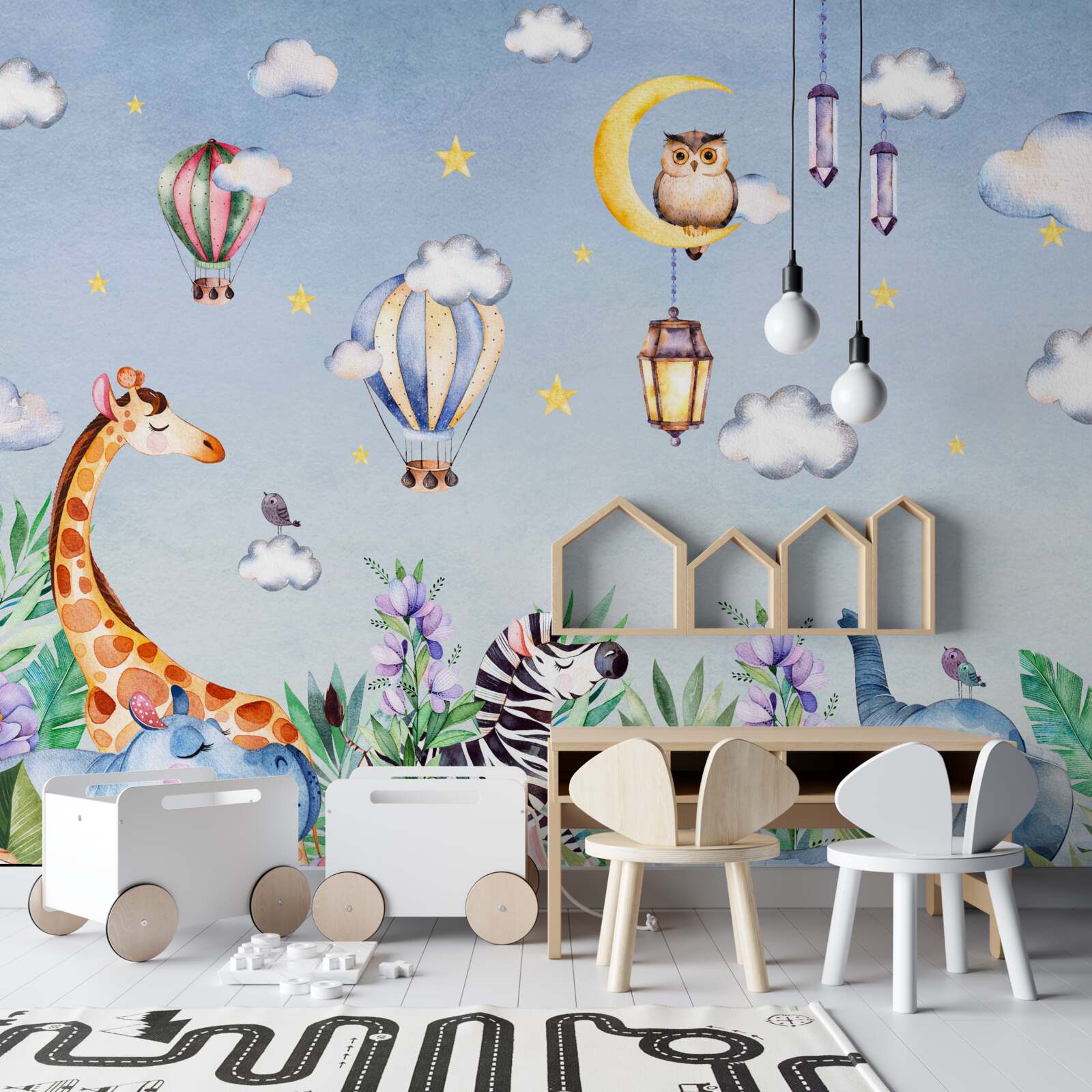 Fototapeta urocze zwierzęta i zabawne balony