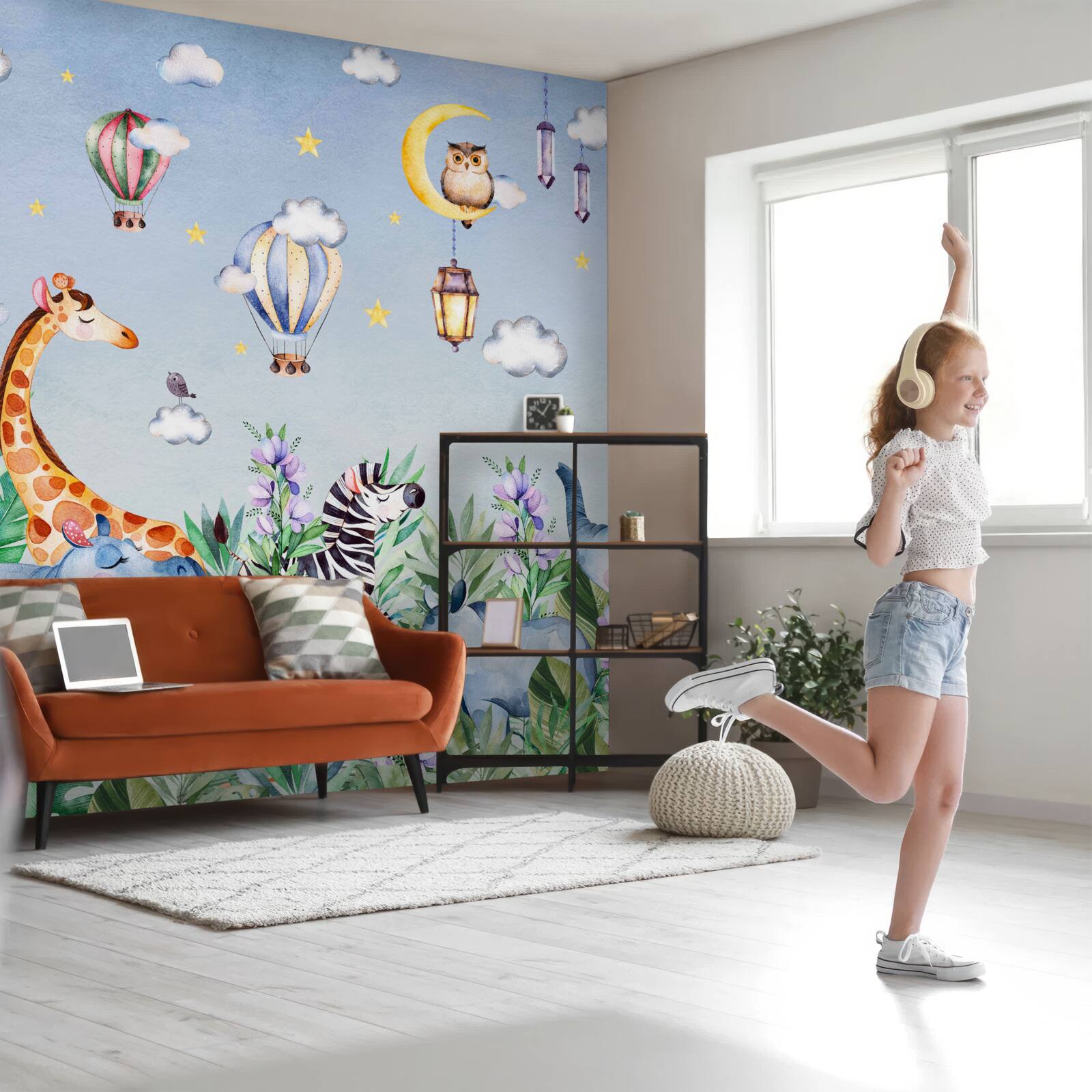 Fototapeta urocze zwierzęta i zabawne balony