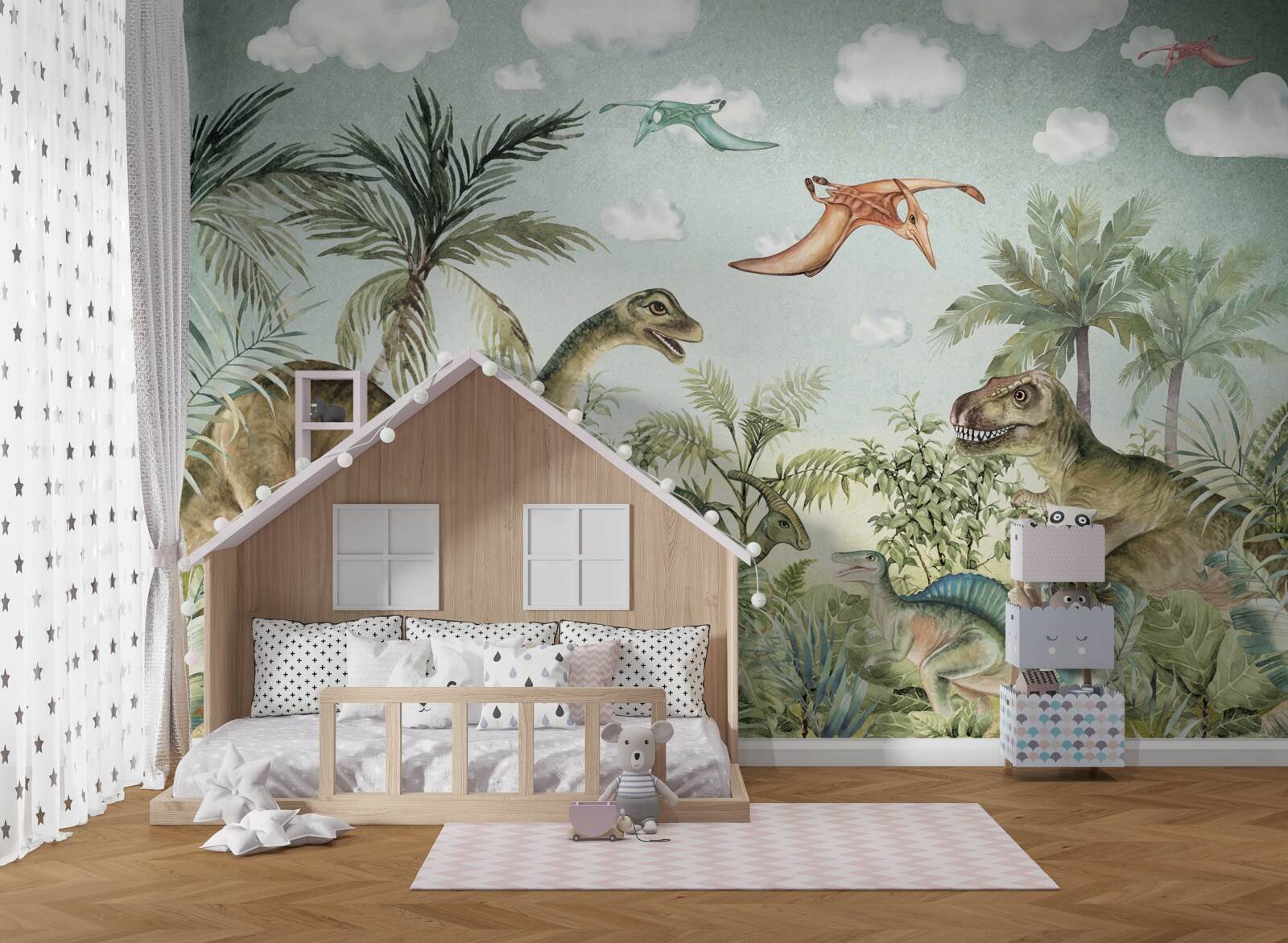 Fototapeta zieleń otacza dinozaury