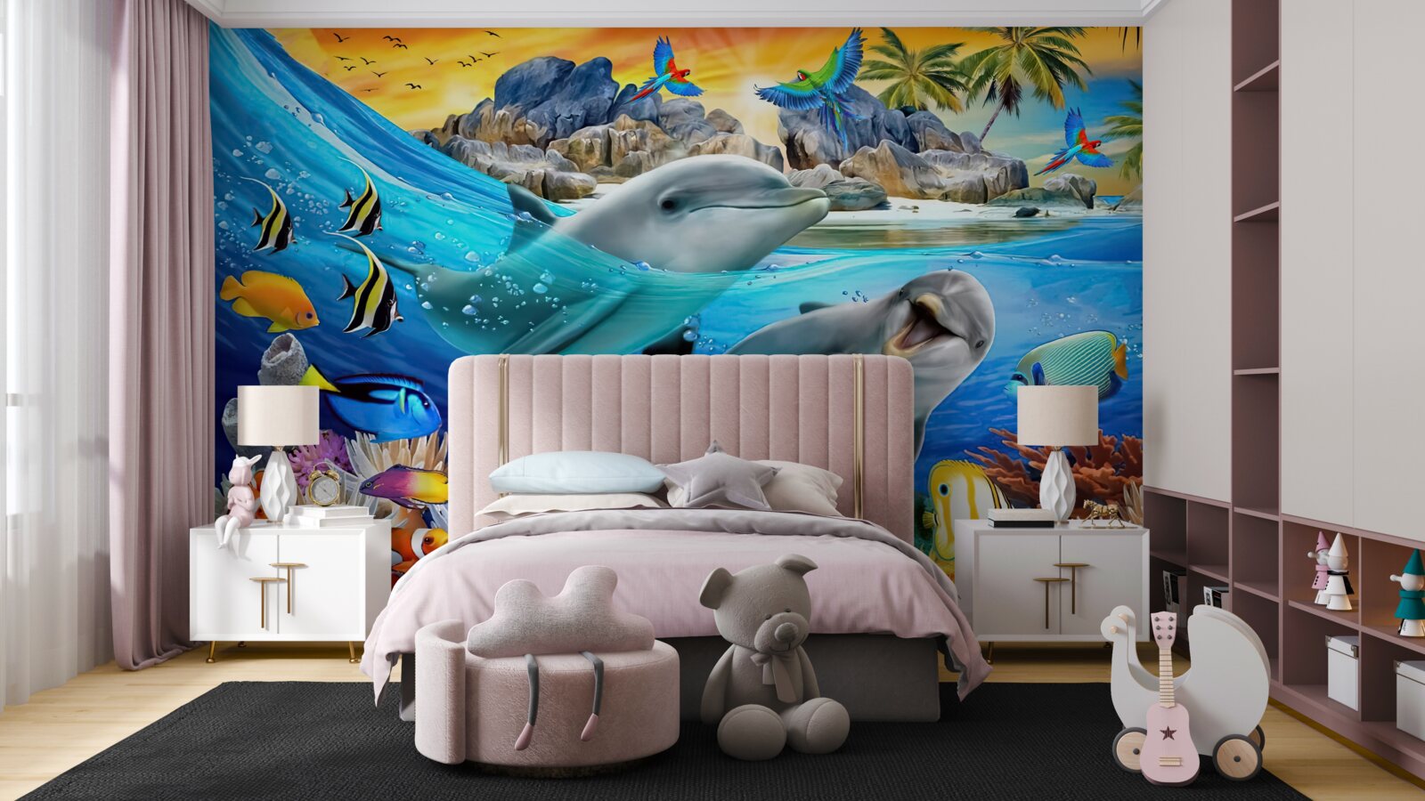 Fototapeta delfiny wypływają na powierzchnię wody