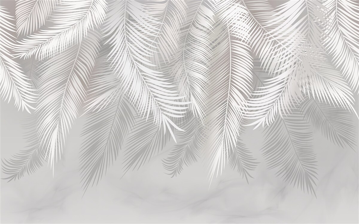 Fototapeta liście, białe i jasne, przypominają pióra