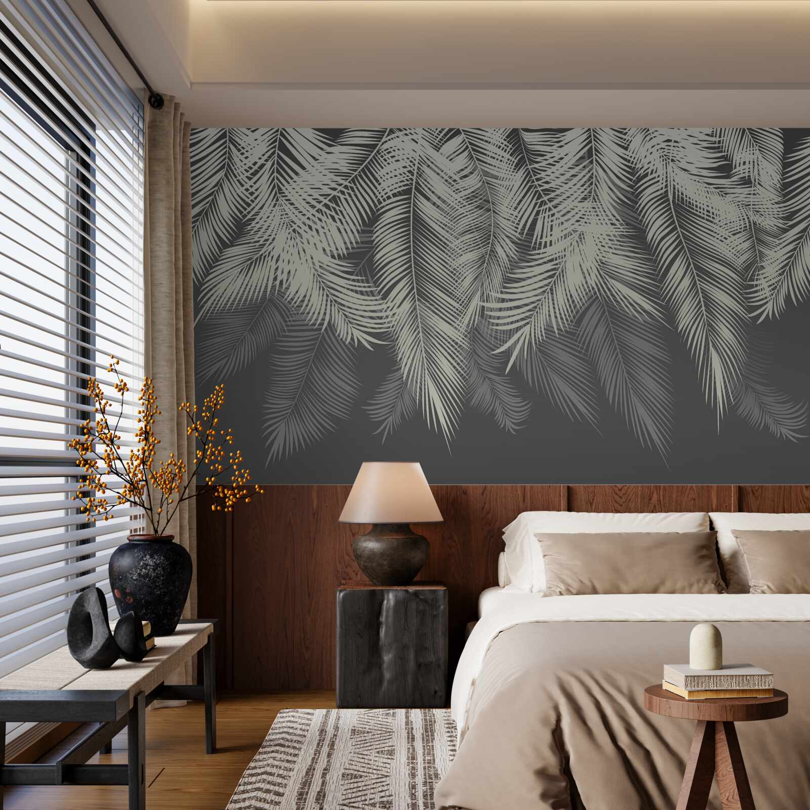 Fototapeta paproć odchodzi w ciemności nocy