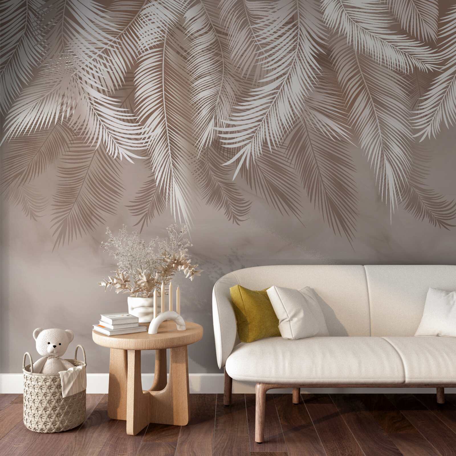 Fototapeta zwisające liście palm były obsypane bielą