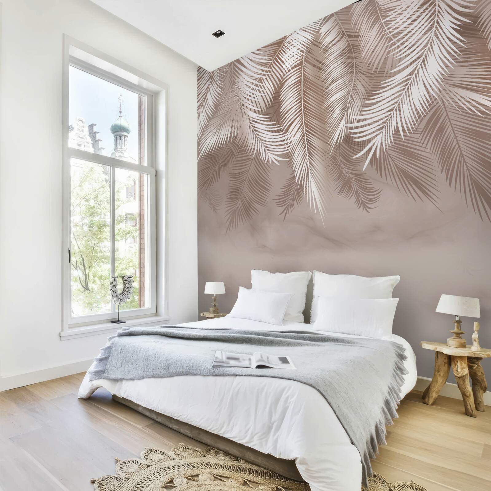 Fototapeta zwisające liście palm były obsypane bielą