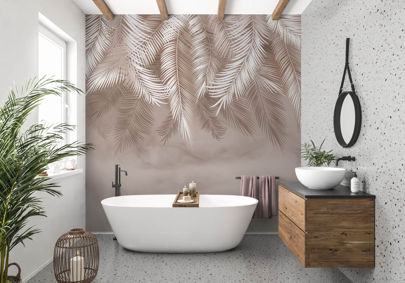 Fototapeta zwisające liście palm były obsypane bielą