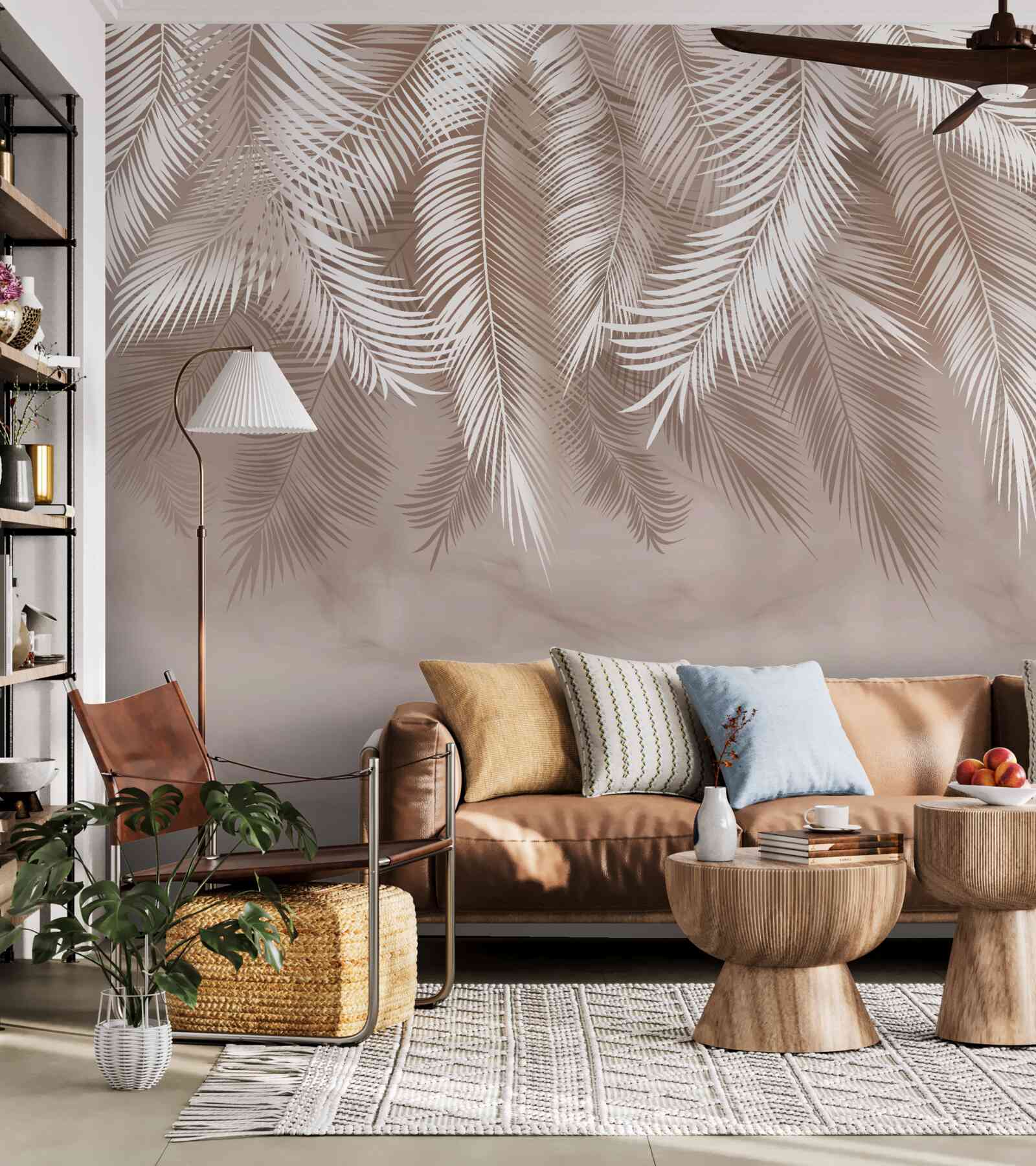 Fototapeta zwisające liście palm były obsypane bielą