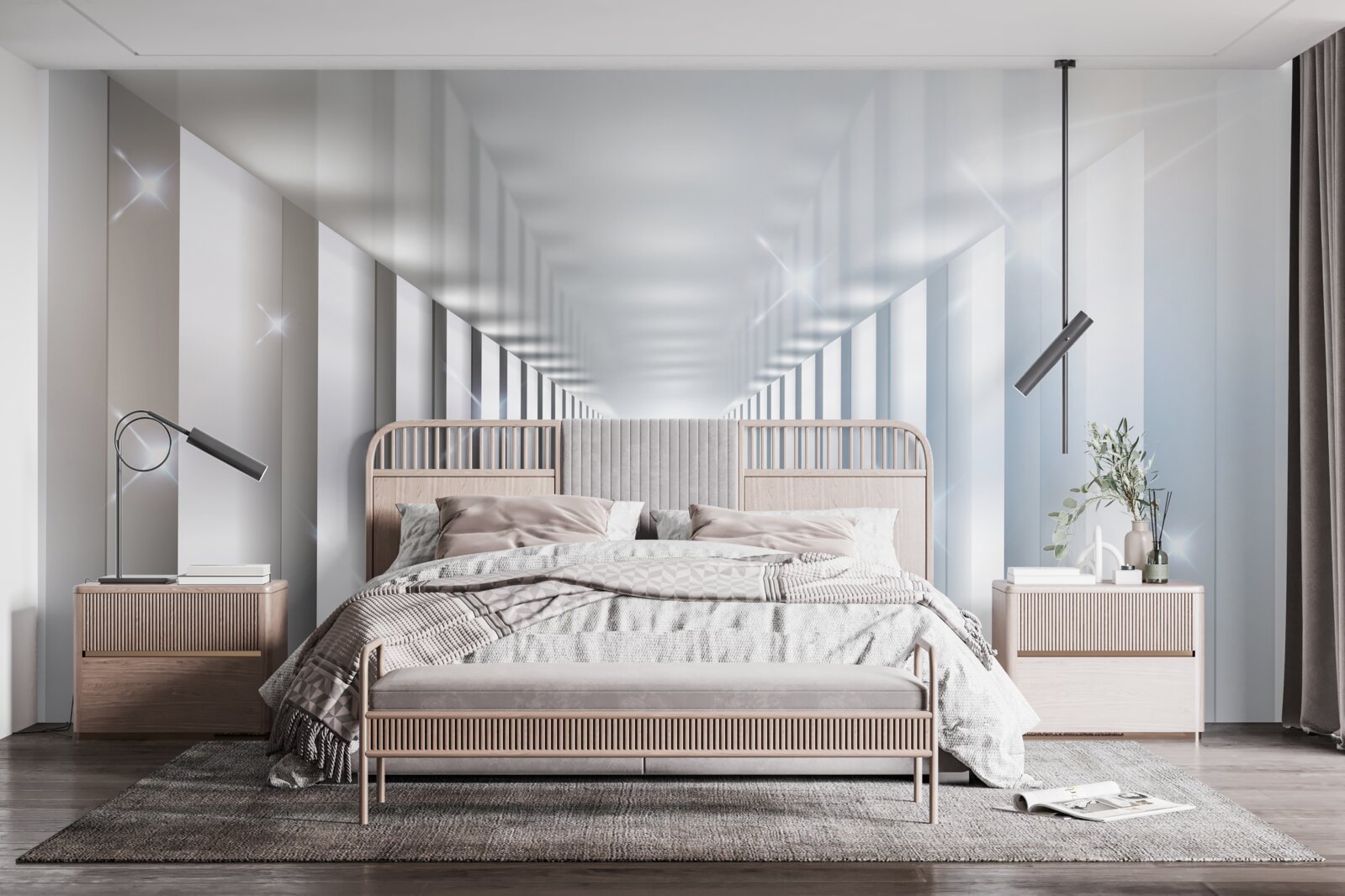 Fototapeta niekończący się tunel wiszący nad miastem