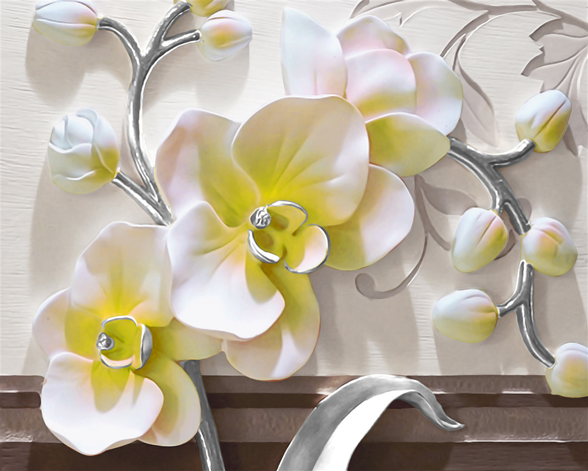 Fototapeta orchidea o wyjątkowej biało-żółtej barwie