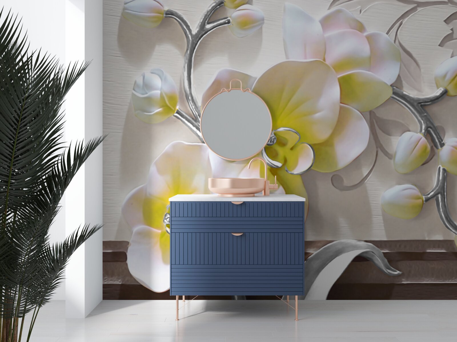 Fototapeta orchidea o wyjątkowej biało-żółtej barwie