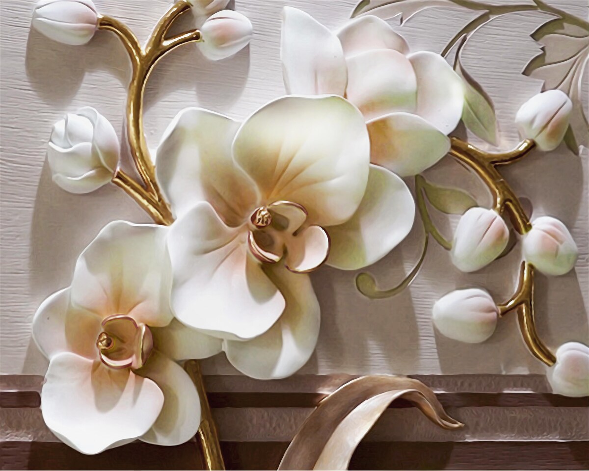 Fototapeta wspaniałe gałęzie śnieżnobiałej orchidei