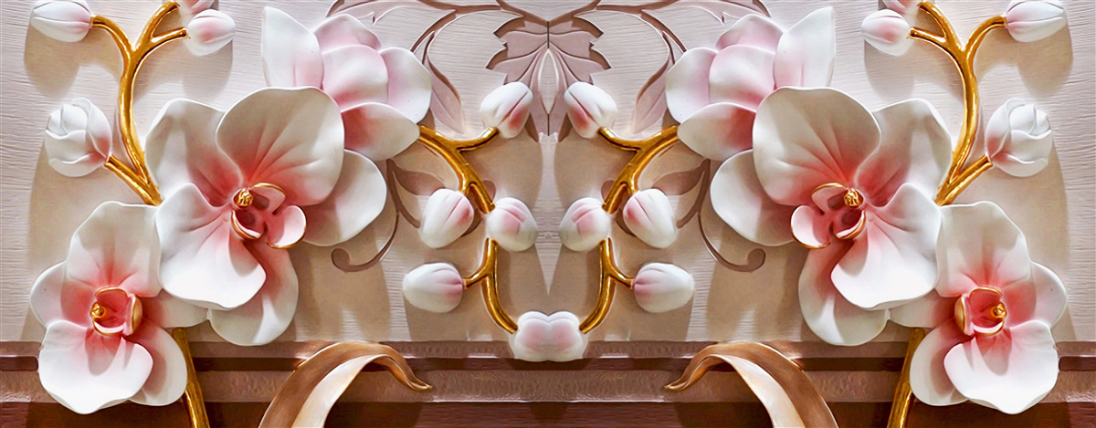 Fototapeta orchidee z czerwonym rdzeniem na białym tle kwiatów