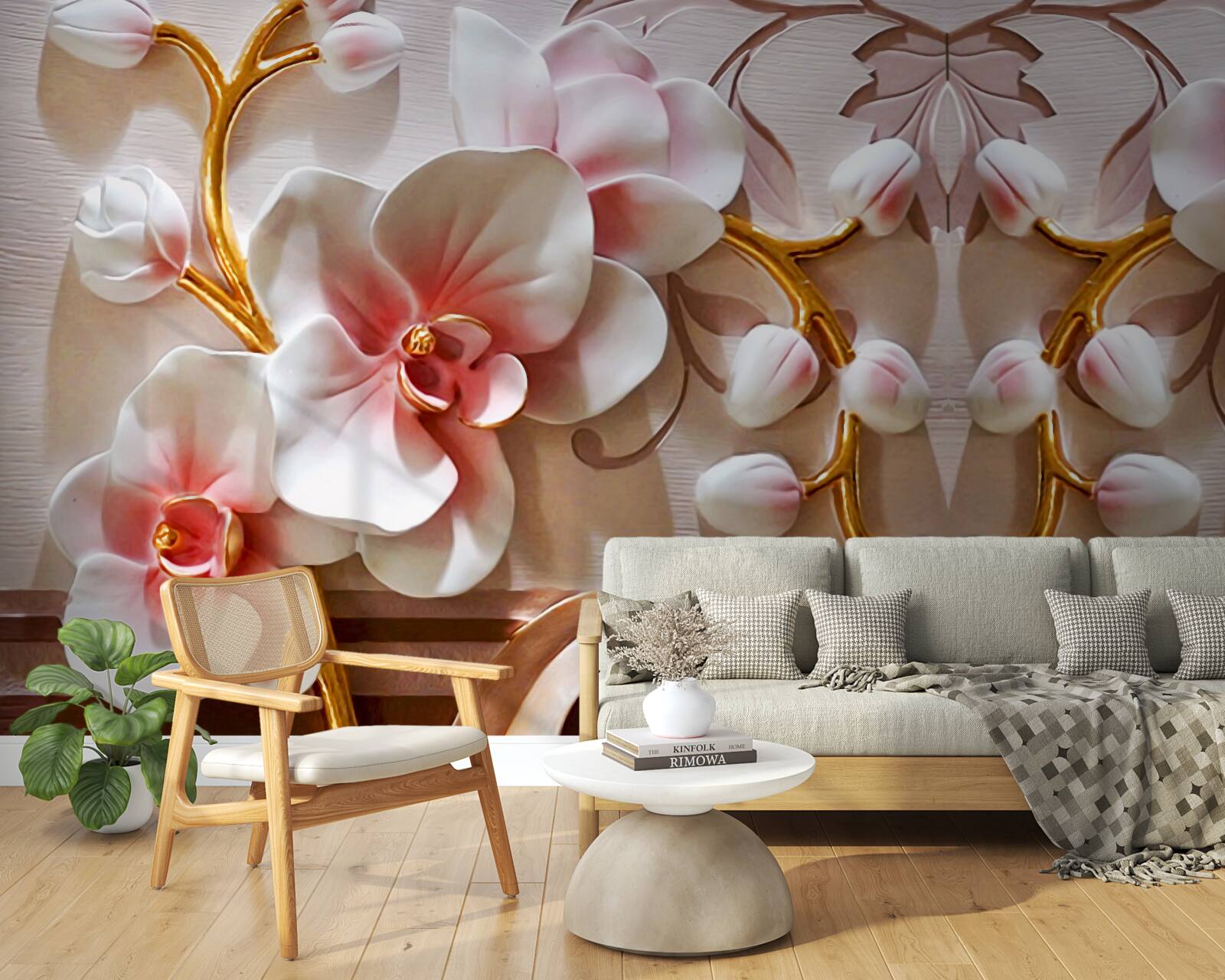 Fototapeta orchidee z czerwonym rdzeniem na białym tle kwiatów