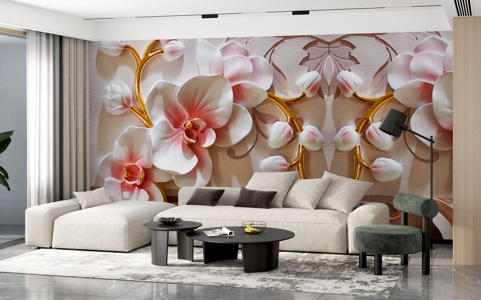 Fototapeta orchidee z czerwonym rdzeniem na białym tle kwiatów