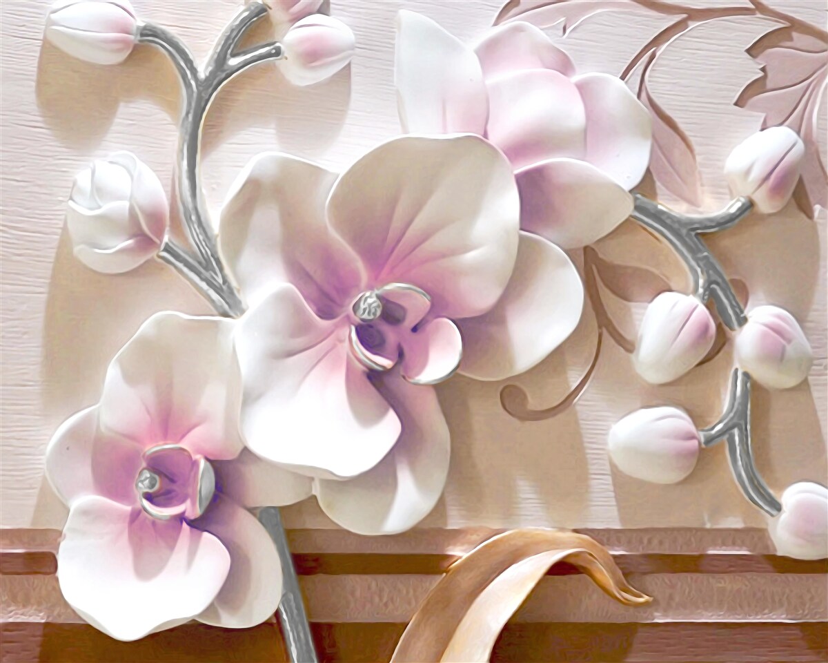 Fototapeta orchidea w białych, bujnych pąkach