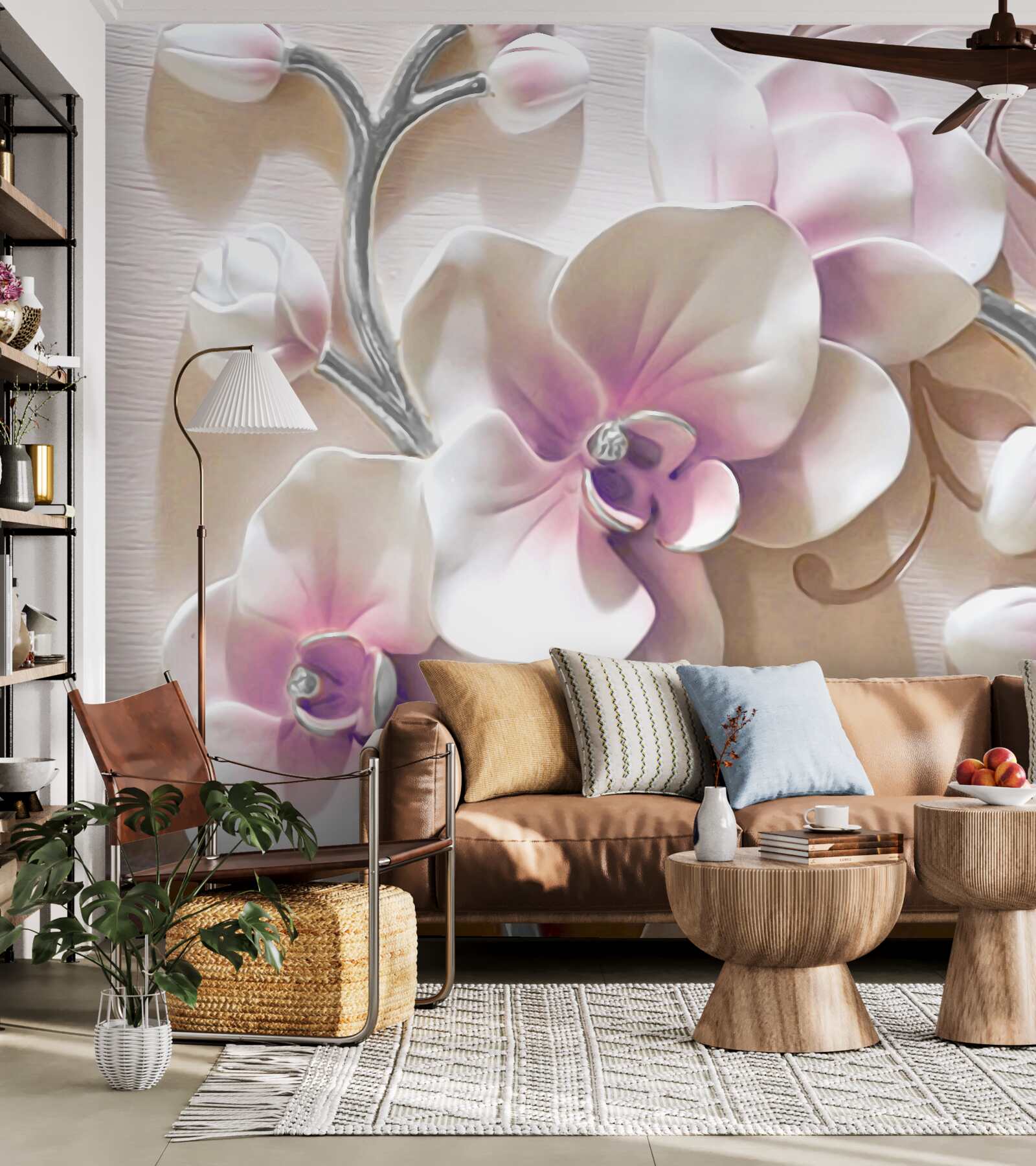 Fototapeta orchidea w białych, bujnych pąkach