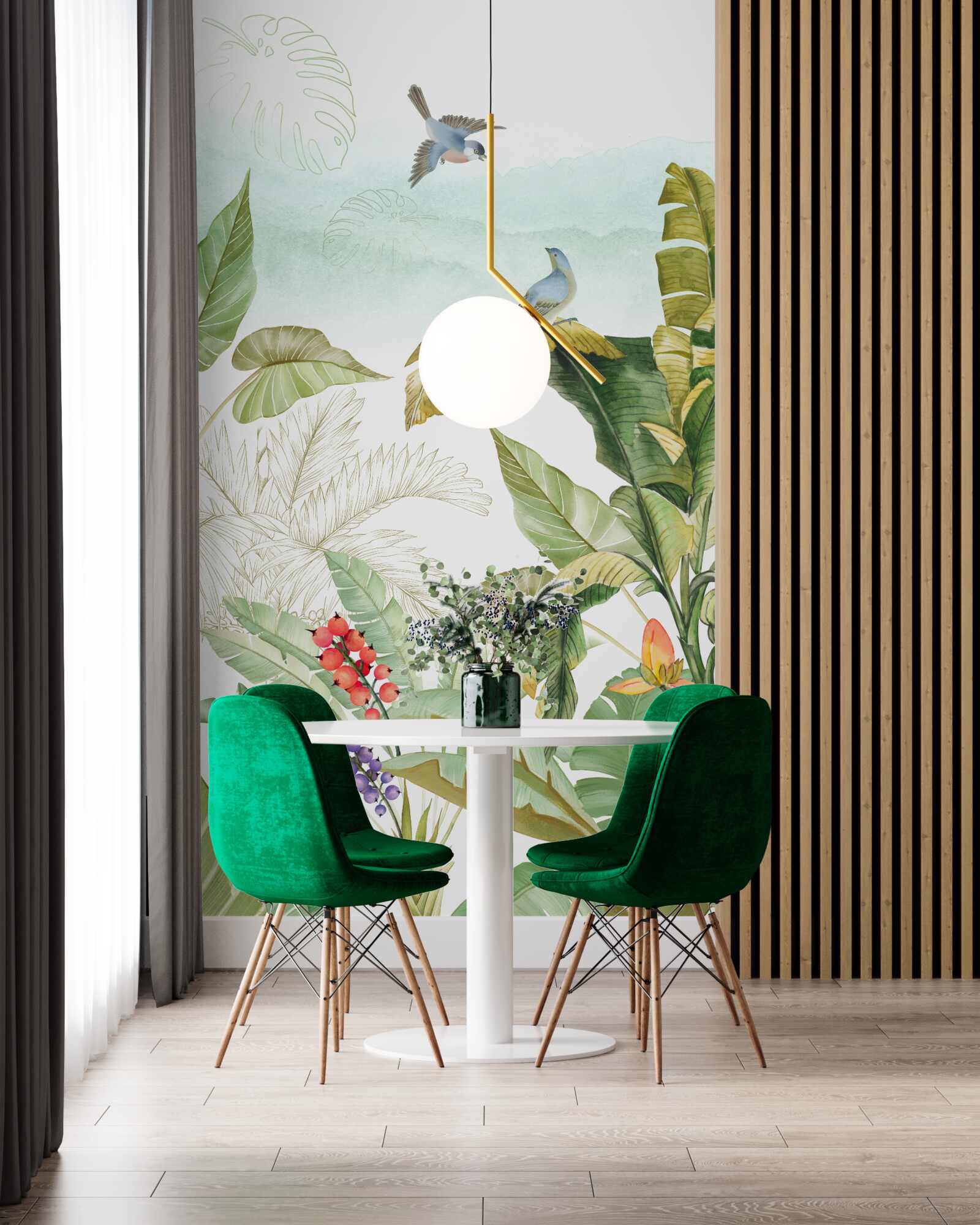 Fototapeta ptaki lubią odpoczywać na tropikalnych liściach