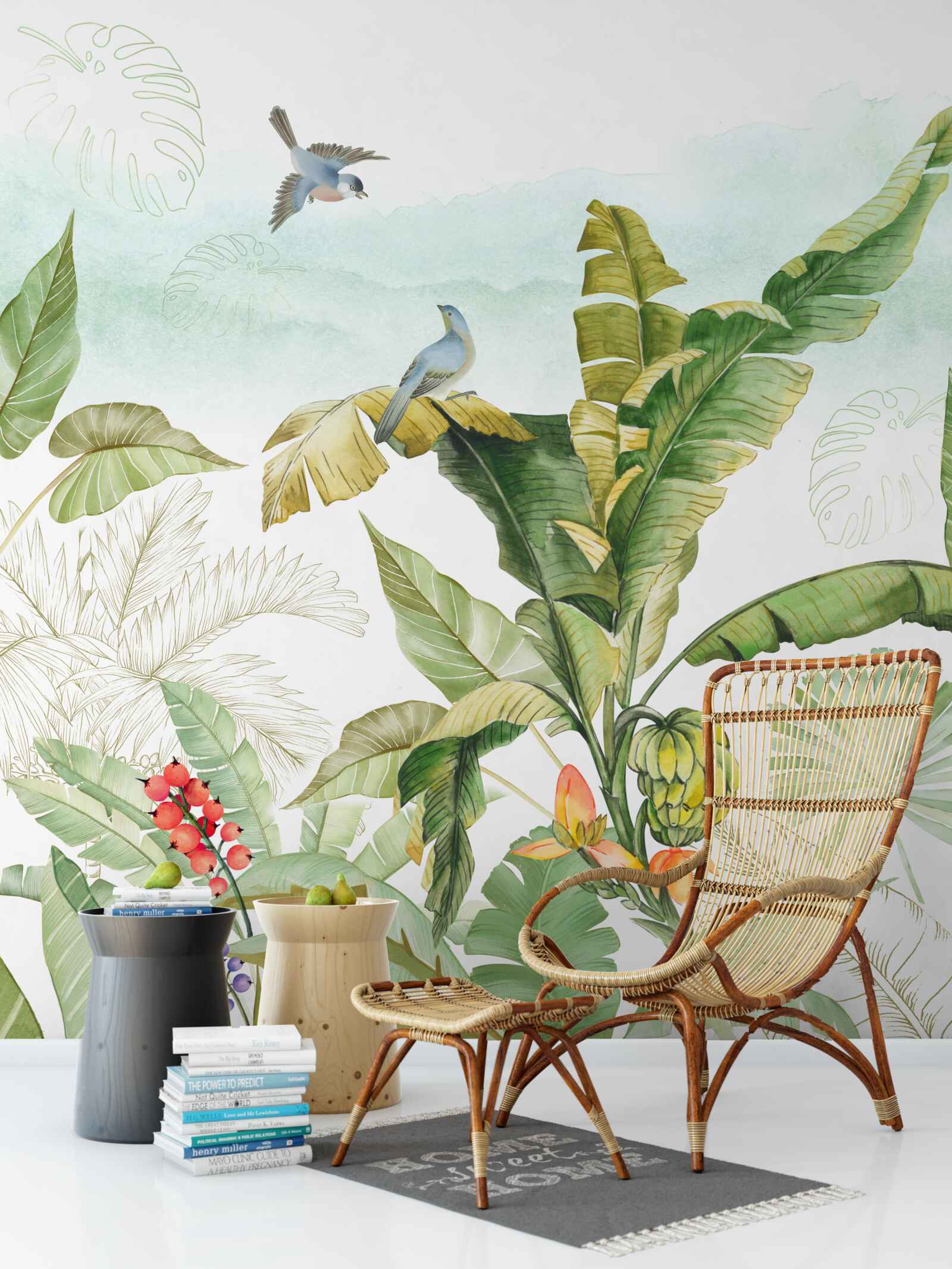 Fototapeta ptaki lubią odpoczywać na tropikalnych liściach