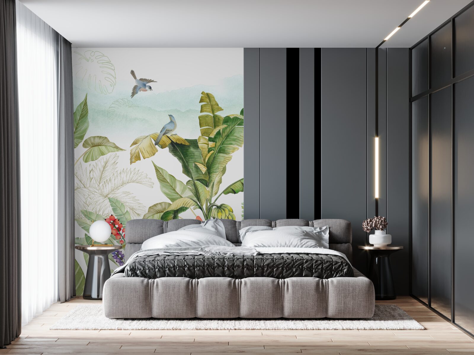 Fototapeta ptaki lubią odpoczywać na tropikalnych liściach