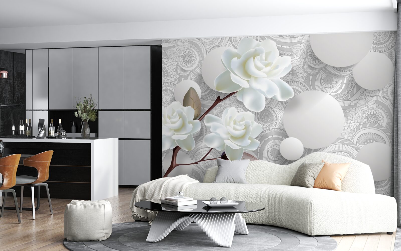 Fototapeta piękno białych pąków kwiatowych odbija się w wodzie