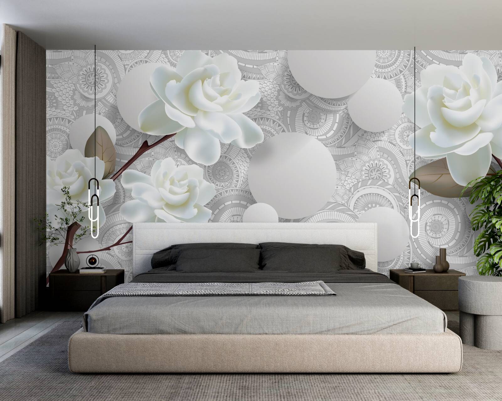 Fototapeta piękno białych pąków kwiatowych odbija się w wodzie