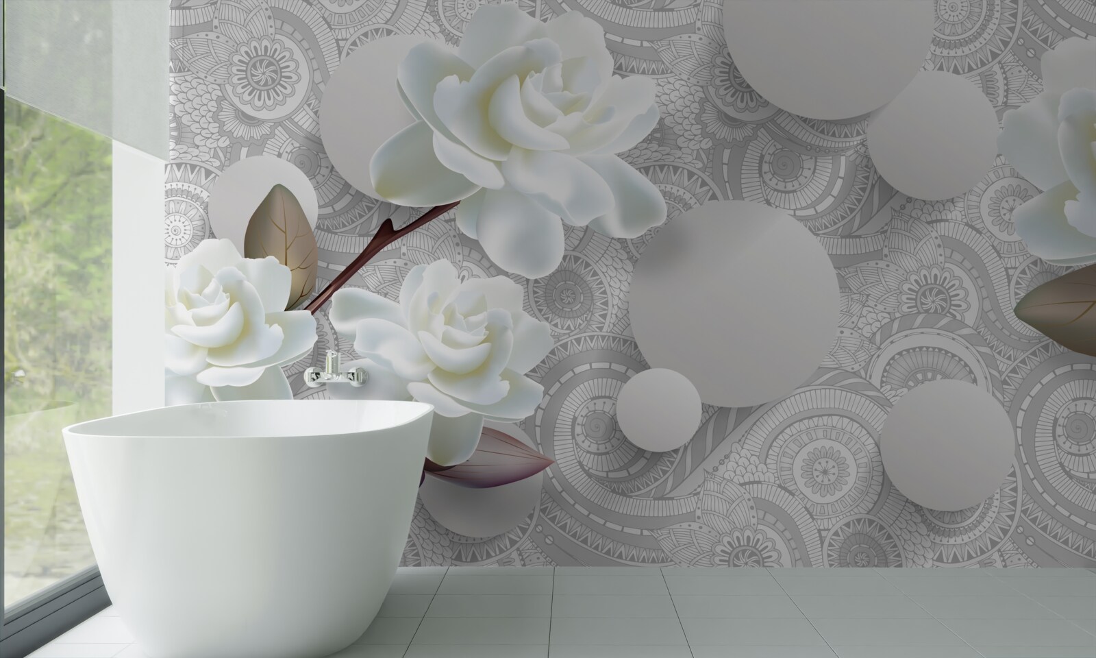 Fototapeta piękno białych pąków kwiatowych odbija się w wodzie