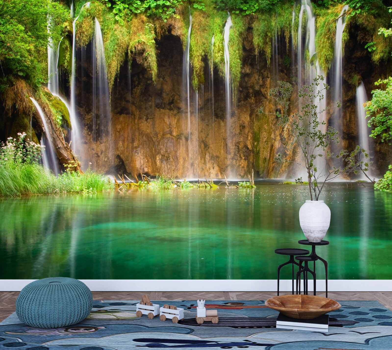 Fototapeta uroczy wodospad w górach