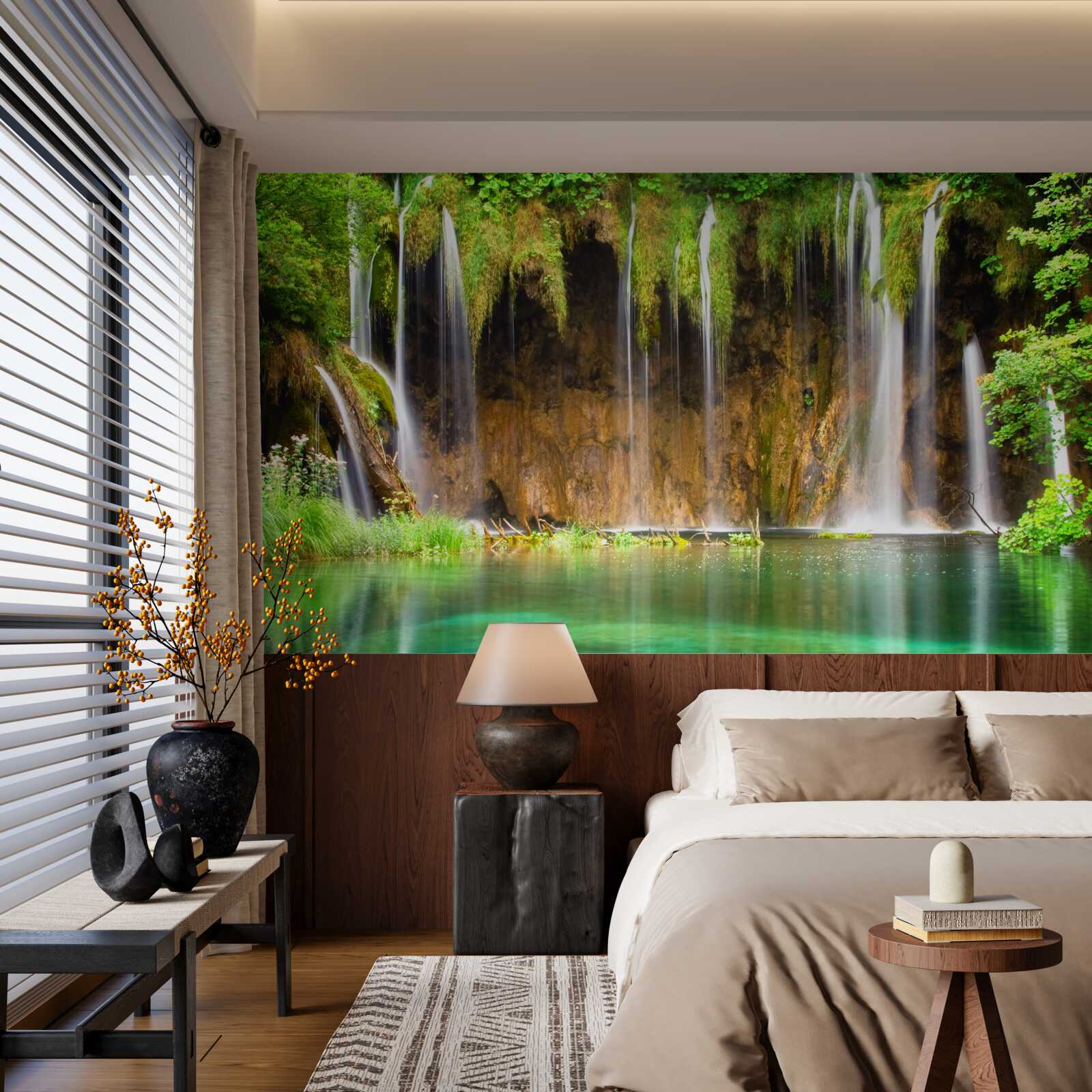 Fototapeta uroczy wodospad w górach