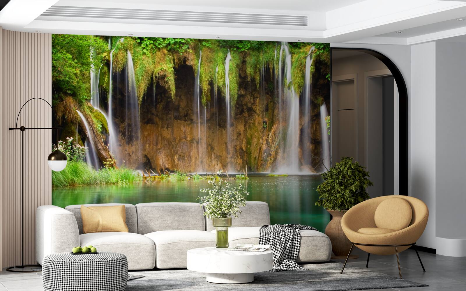 Fototapeta uroczy wodospad w górach