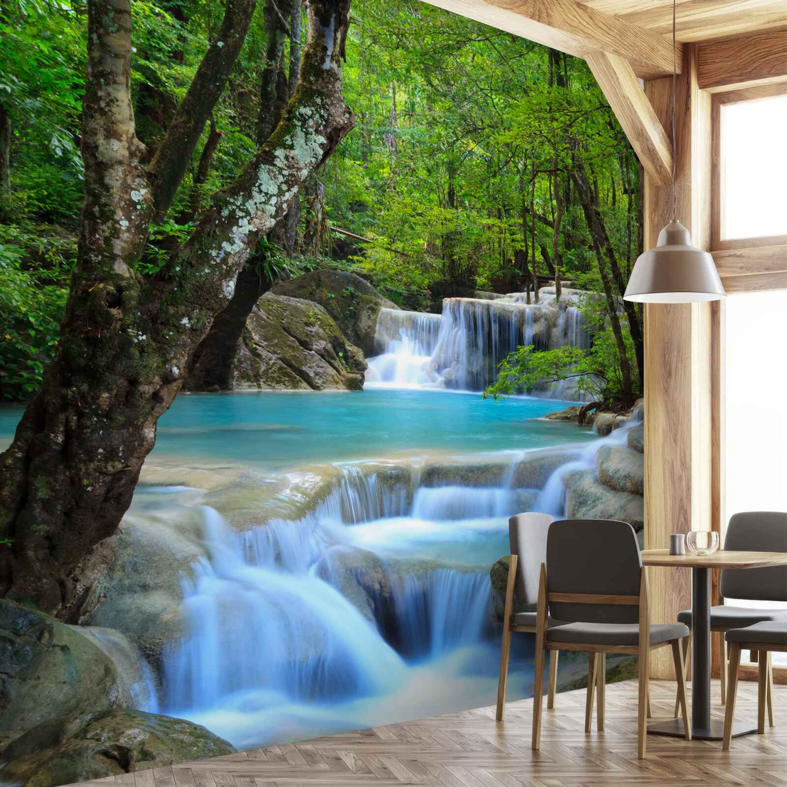 Fototapeta wody leśnego wodospadu są czyste i błękitne