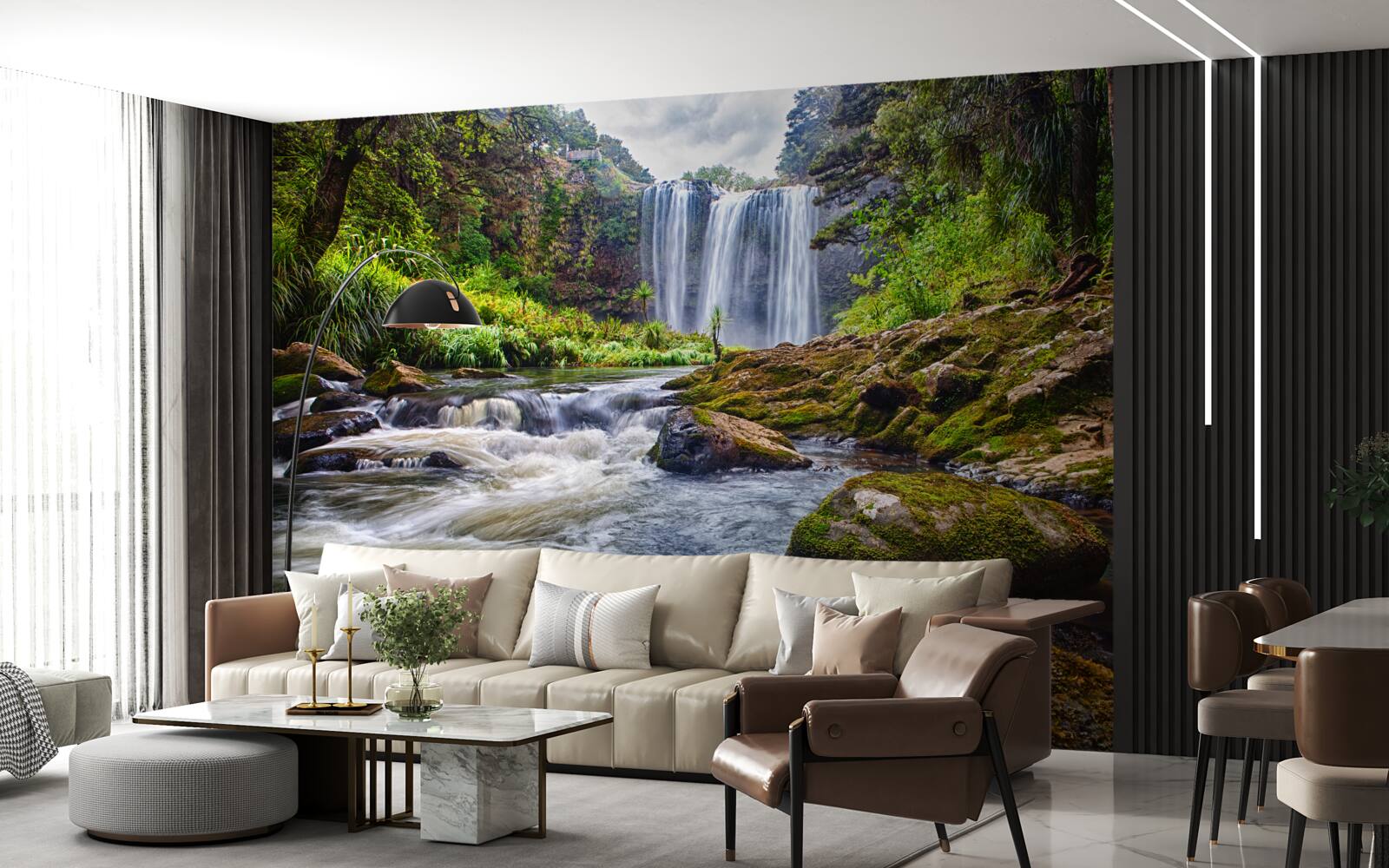 Fototapeta głośny dźwięk wodospadu spadającego ze szczytu góry