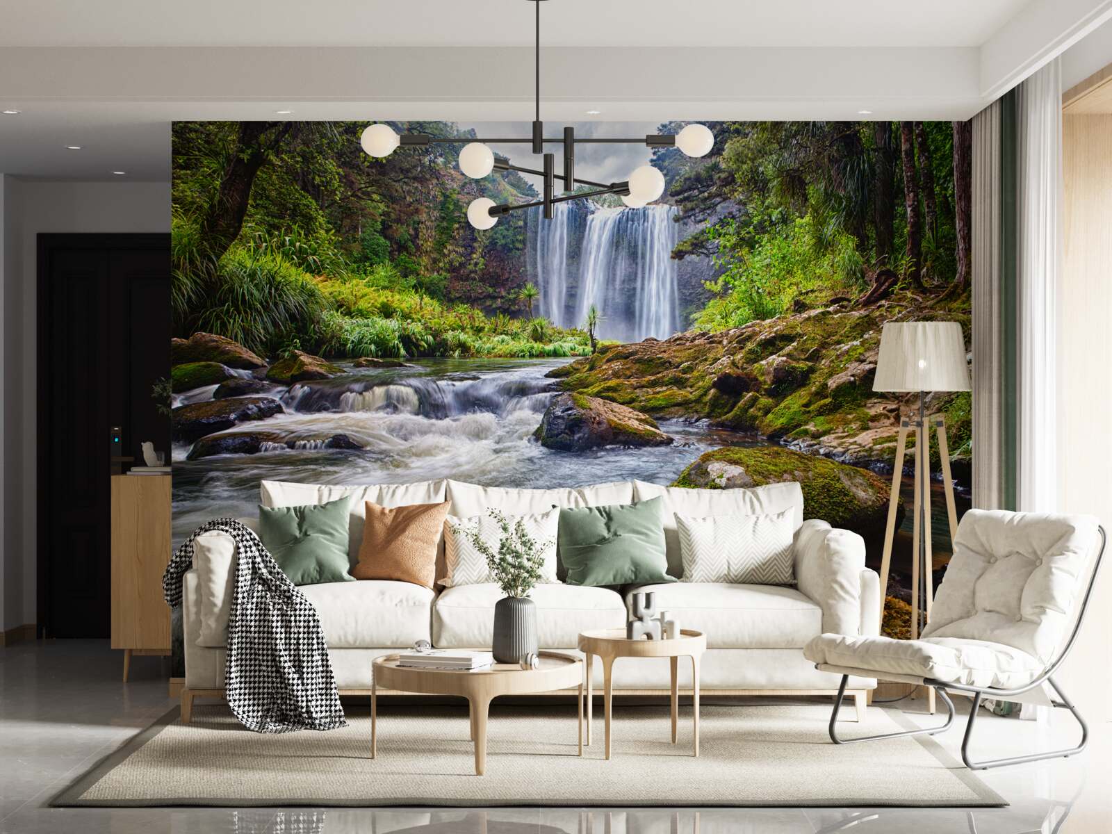 Fototapeta głośny dźwięk wodospadu spadającego ze szczytu góry