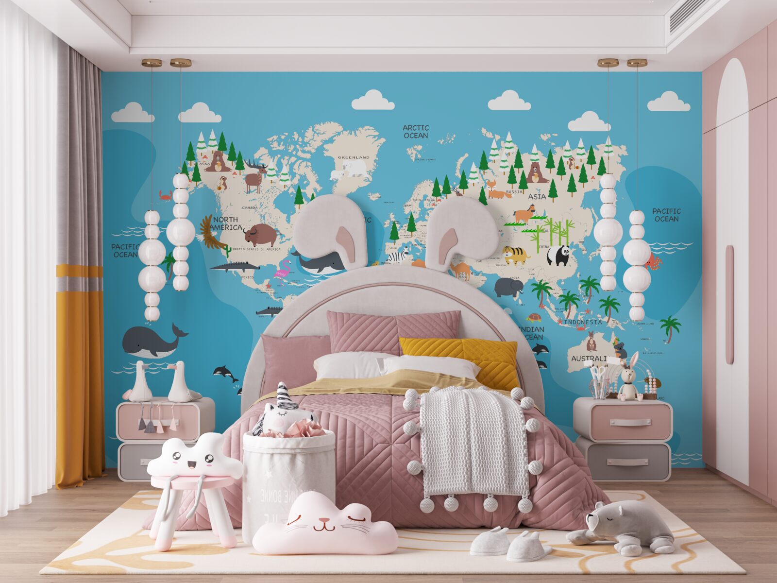 Fototapeta obraz świata na niebieskim tle