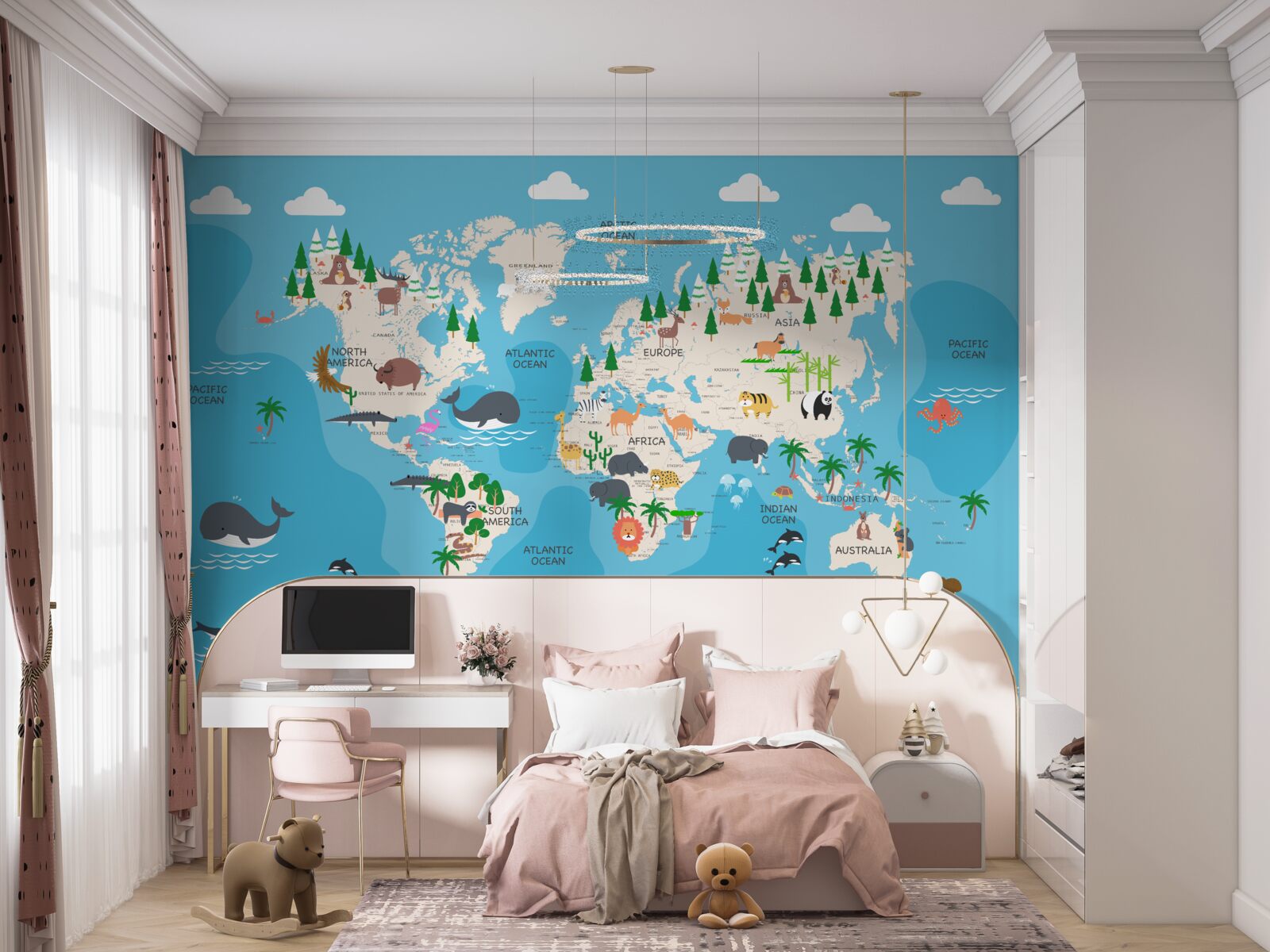 Fototapeta obraz świata na niebieskim tle