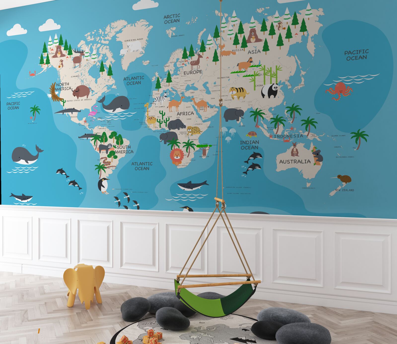 Fototapeta obraz świata na niebieskim tle