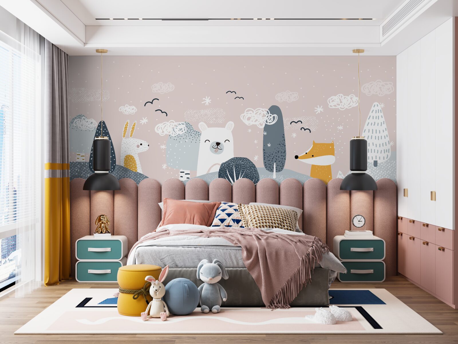 Fototapeta zwierzęta przedstawione w lesie