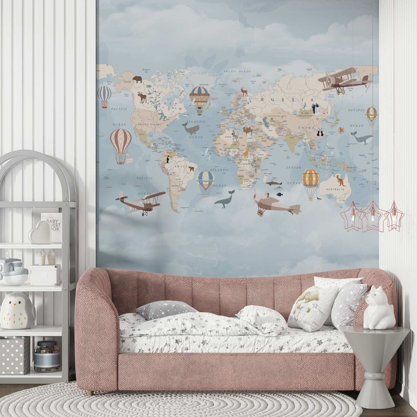 Fototapeta mapa świata na tle pochmurnego nieba