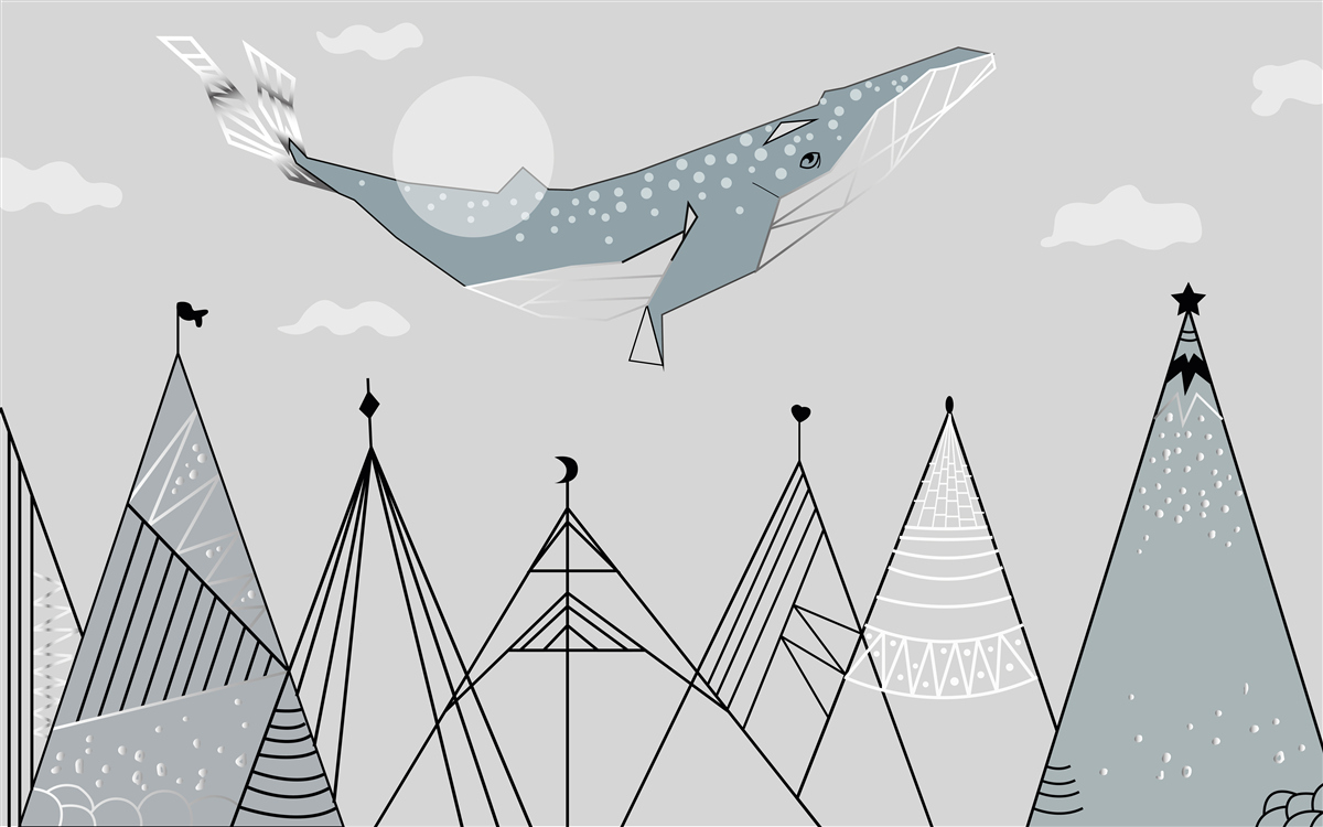 Fototapeta kaszalot wznosi się nad górami